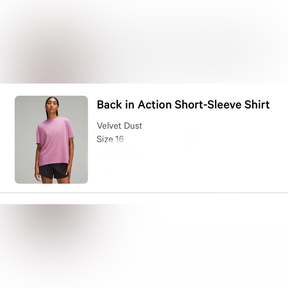 Lululemon Velvet Dust Back in Action Shirt short sleeve